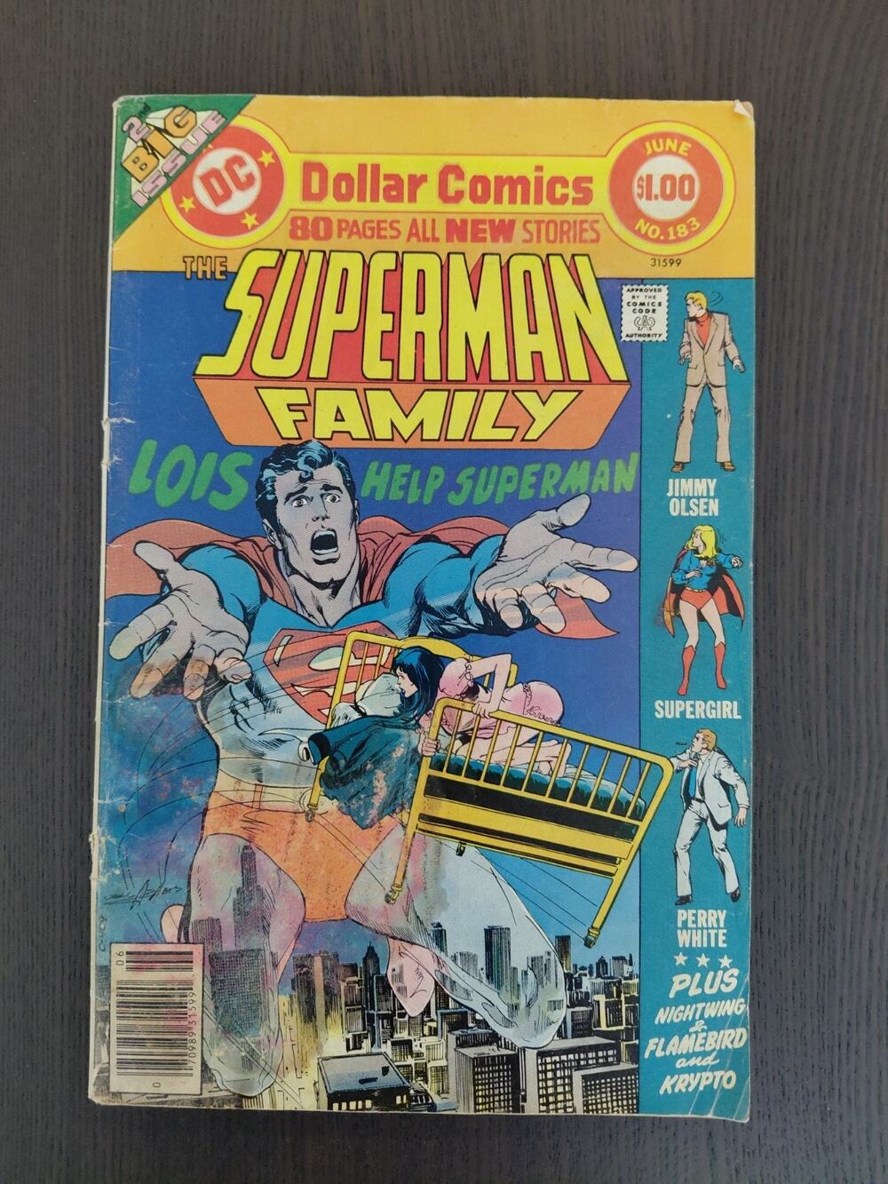 Superman Family #183 (June 1977, DC) Giant Dollar Comic Neal Adams Cover - VG